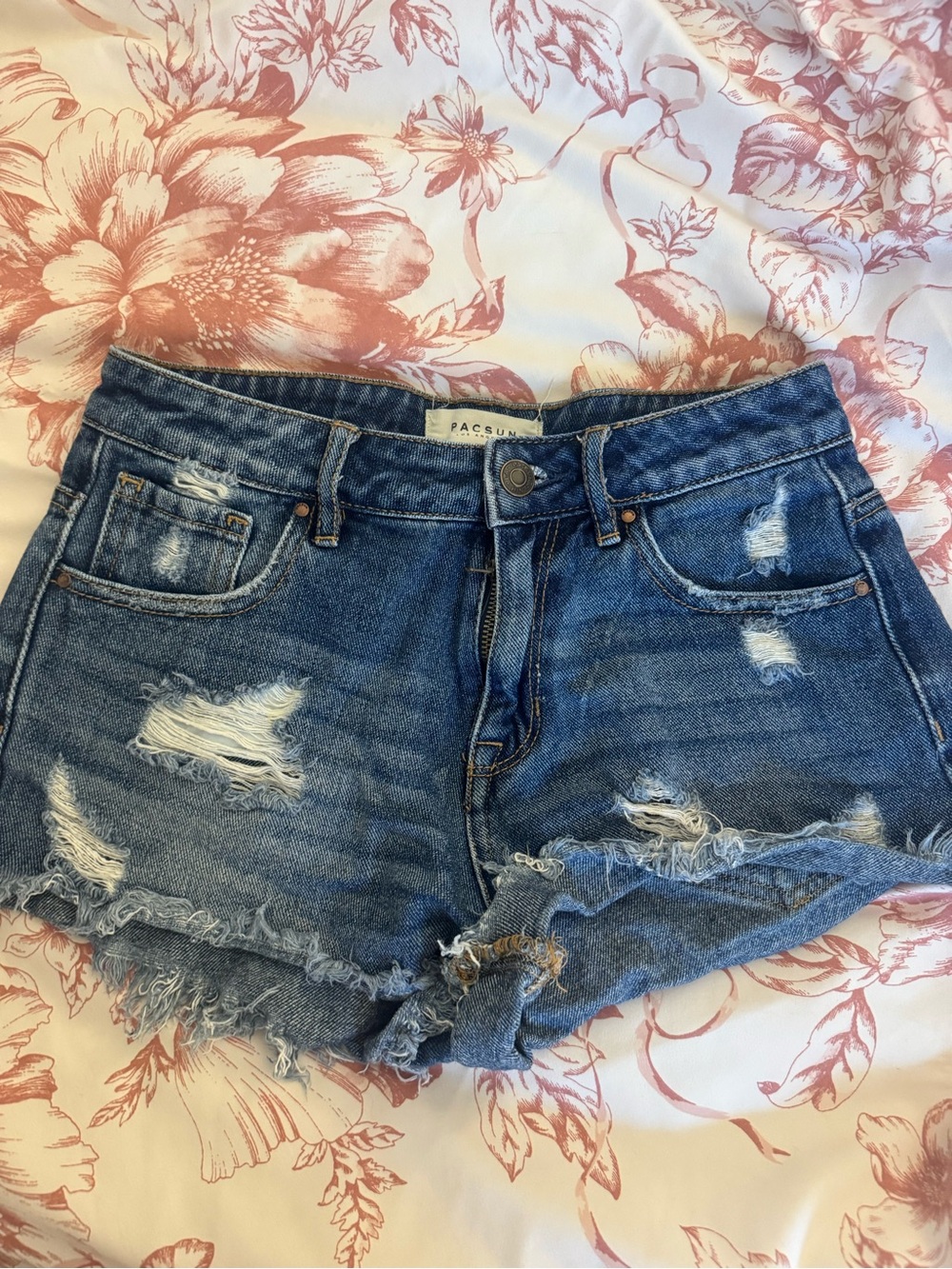 PacSun Distressed Dark Blue Denim Cutoff Shorts